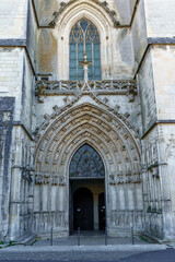 Element of the Church of St. Peter in the city of Sens in France. Engraved Gothic window © vip-photoworld