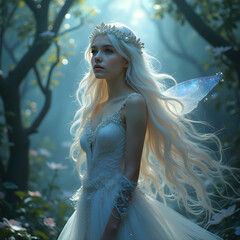 silver blue forest fairy