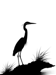 Obraz premium Vector silhouette of a heron standing on one leg