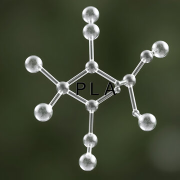 L-lactide PLA precursor molecule. Used in synthesis of polymeric polylactic acid (polylactide, polylactate) plastic. Skeletal formula.