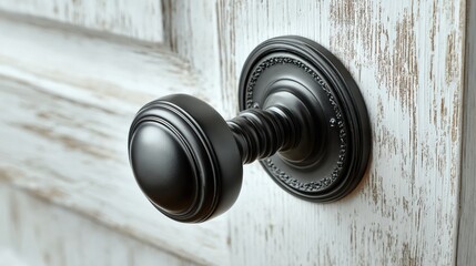 Modern Black Door Handle Enhances Elegance of White Wooden Door in Contemporary Interior Design Setting