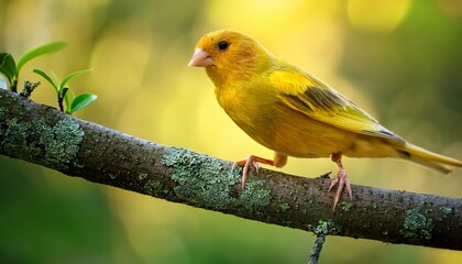 Fototapeta premium Beautiful Canary Bird On A Tree Branch
