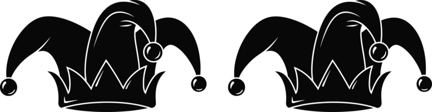 Two black jester hats with bells a whimsical and classic design