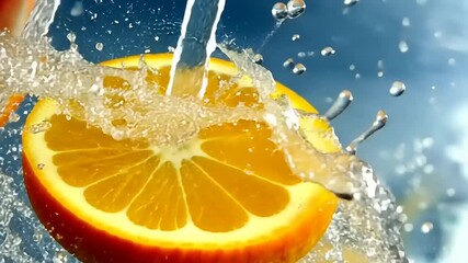 Refreshing citrus splash with juicy orange and sparkling water, perfect for summer beverages and healthy living promotions, vibrant and dynamic - Powered by Adobe