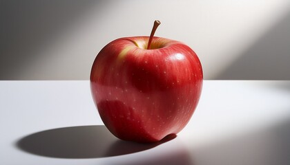 A Single Vibrant Red Apple Resting On A Stark White Surface Casting A Subtle Shadow A Single Perfectly Ripe Red Apple Studio Lighting Isolated On A Pure White Seamless Background Casting A Soft