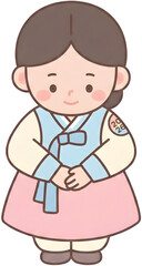 Fototapeta premium Cute Korean Girl in Hanbok with 2026 Badge Illustration