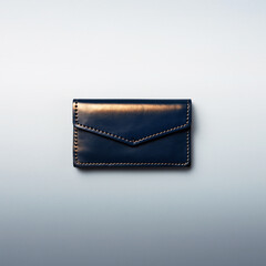 Navy Blue Envelope-Style Leather Wallet with Stark Stitching
