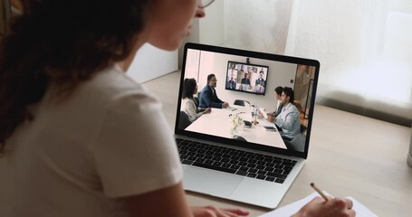 Different business professionals take part in videoconference talk - Powered by Adobe