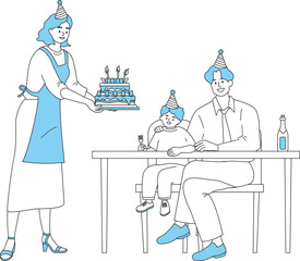 Joyful Family Birthday Party with Cake and Festive Decorations