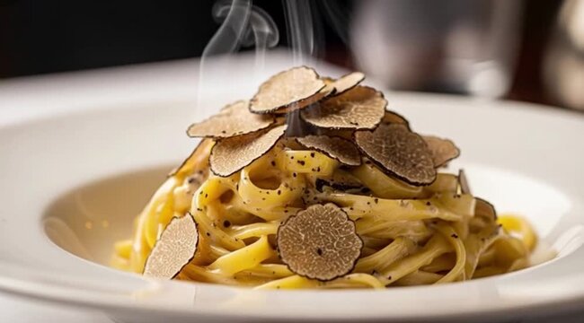 Massa Cremosa Finalizada com Lascas de Trufa Negra Fumegante