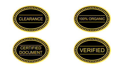 Gold Oval Sticker Illustrations | Premium Metallic Label Vector Art