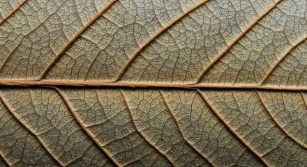 Obraz premium Detailed close-up of a leafs intricate vein structure and texture.