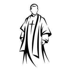 Christian Priest Character Religious Symbol Illustration