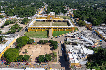 Aerial View of San Antonio de Padua Convent in Izamal, Yucat&aacute;n, Mexico