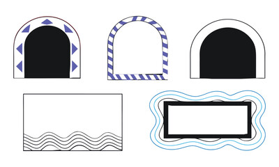 Vintage vector illustration set of four ornate antique window frame decoration elements