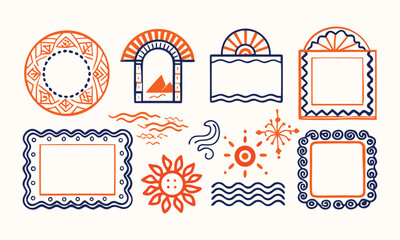 Vintage collection of vector frames, decorative labels, and ornamental borders set for stamp and card design illustration