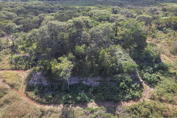 Aerial View of Chult&uacute;n Ha Pyramid in Izamal, Yucat&aacute;n, Mexico