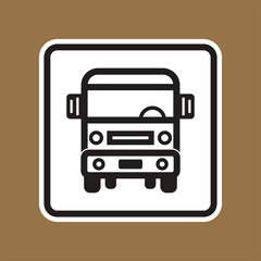 Minimalist Icon of a Delivery Truck on a Brown Background for Design Use