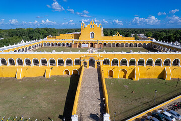 Aerial View of San Antonio de Padua Convent in Izamal, Yucat&aacute;n, Mexico