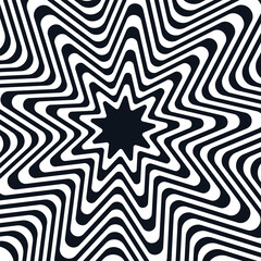 Hypnotic starburst optical illusion with black center
