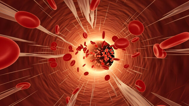 Visualize blood cells flowing inside a vein, perfect for medical illustrations, healthcare marketing, and educational videos about health and the body's processes