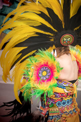 Aztec dancer walking in a parade