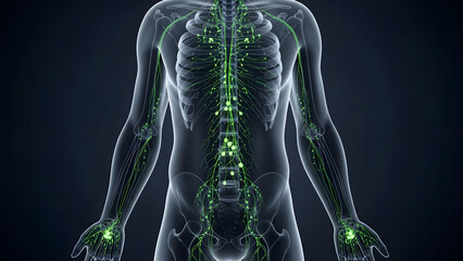 Human lymphatic system anatomy to promote health and wellness, visualizing the body's natural defenses and immune response for medical education and awareness