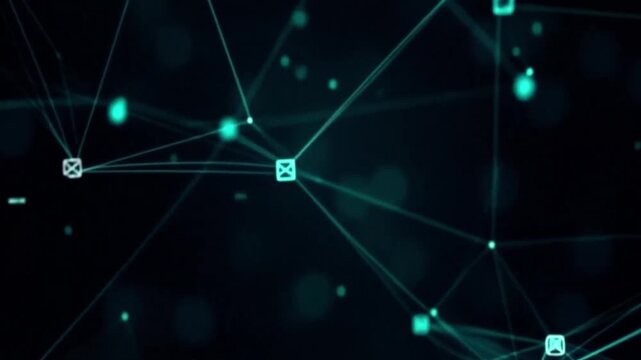 Abstract futuristic video of a digital email communication network