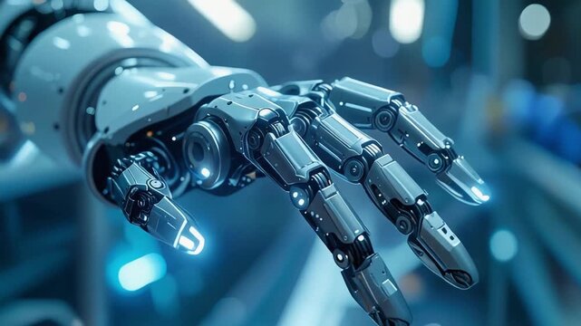 Cybernetic Arm: A close-up view of an intricate cybernetic arm, showcasing its advanced mechanics and futuristic design, suggesting innovation and technological advancement.