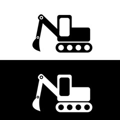 Heavy Equipment Icon excavator or Digger Silhouette for Construction Infographics.