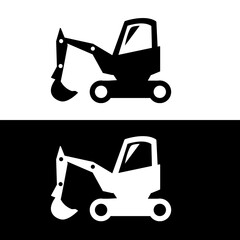 Excavator Heavy Equipment Glyph Icon Construction Vector