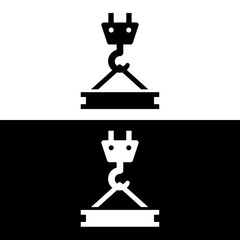 Crane Hook Lifting Heavy Load Icon, Rigging and Material Handling Symbol.
