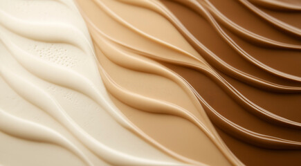 Obraz premium Smooth waves of creamy textures in shades of white, beige, and brown 