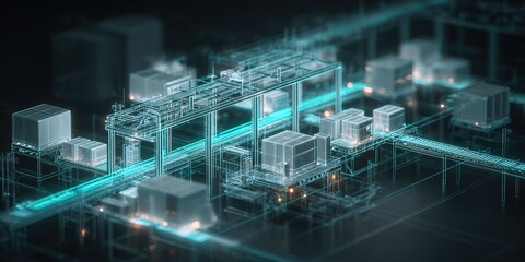 Naklejka premium Advanced warehouse automation system showcasing digitalized logistics and efficient material handling technologies
