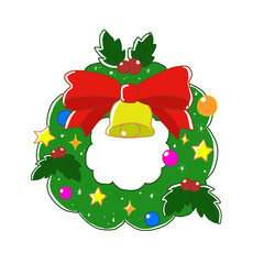 かわいいクリスマスリースのイラスト