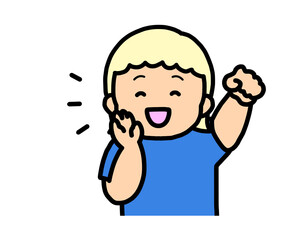 応援する　金髪の女の子