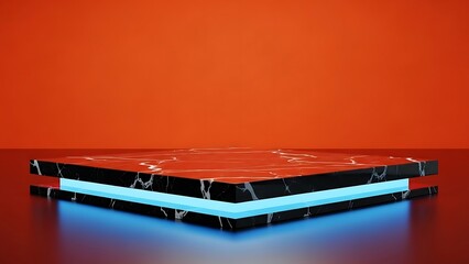 Striking marble presentation stage with luminescent centerpiece design