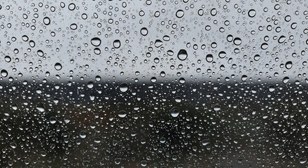 Raindrops on Glass - A Close-Up View of a Rainy Day.