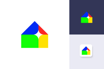 house and flare logo design vector template