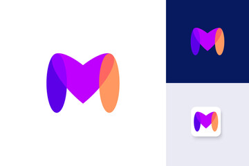 colorful m logo design vector template