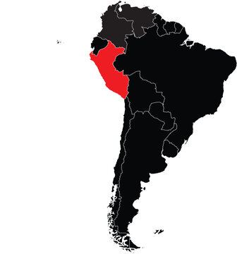 Peru Highlighted on the Map of South America