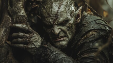 Grotesque Scarred Orc Snarls