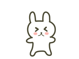 Cute Crinkled Smile Bunny Character Illustration | Kawaii Happy Rabbit