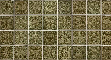 Vintage Ceramic Tile Pattern with Intricate Floral Designs.