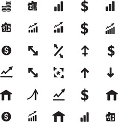 Finance thin line icon collection for banking, investment, tax and payment concept.

