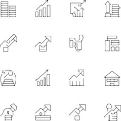 Income Growth icon set multiple style collection


