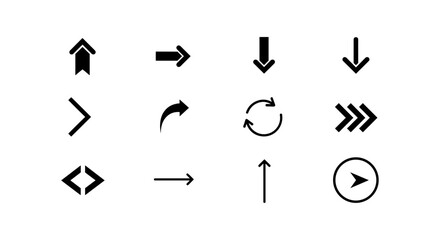 Simple black arrow icons set for navigation and ui design
