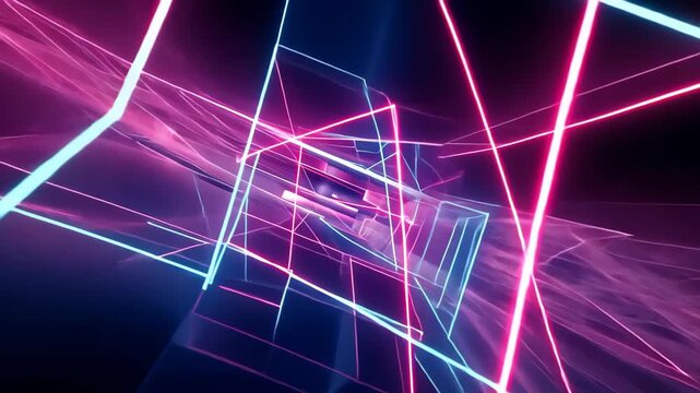 Illuminated Geometry: Captivating interplay of vibrant lines and ethereal waves, radiating an aura of energy and dynamism.