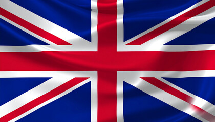 Britain national flag waving in the wind, full frame. AI