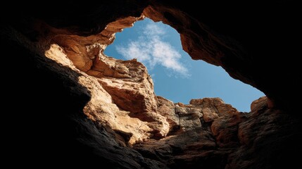 Obraz premium Unique Arch-Like Structure Frames the Sky in a Natural Rock Formation With an Empty Center